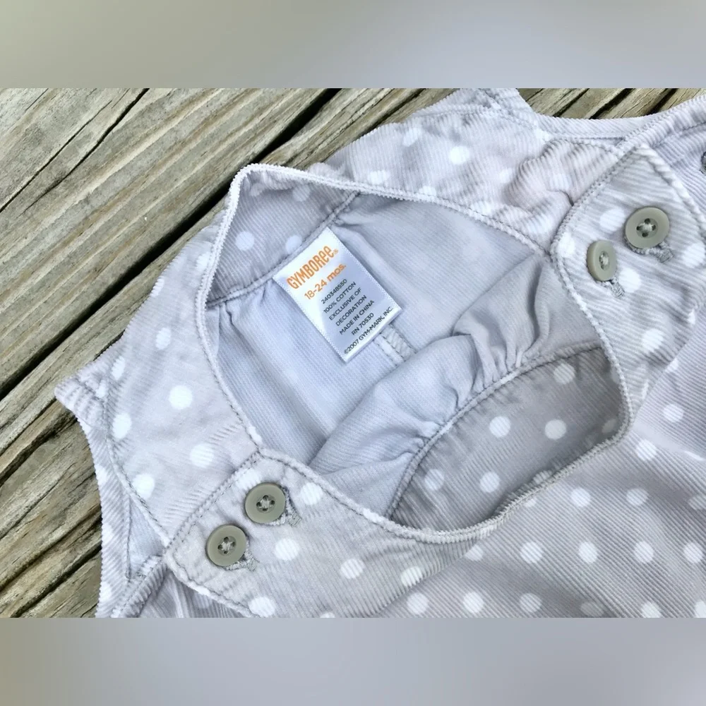 18-24m Baby Girls GYMBOREE Polka Dot Panda Pocket One Piece Corduroy Romper Set - Picture 3 of 13
